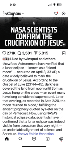 a screenshot of an instagram post about the crucifixion of jesus