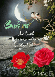utnguyen good night moon birds flower