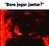a silhouette of a rabbit with the words " bora jogar jantar " on top