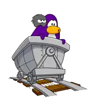 a purple cartoon character is sitting on a train car