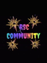 rsc community is written on a black background with neon stars