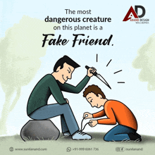 a cartoon of a man holding a knife next to another man