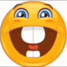 a close up of a smiley face with a big smile and a big mouth .
