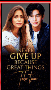 a poster that says " never give up because great things "