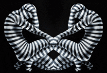 a black and white striped image of two people