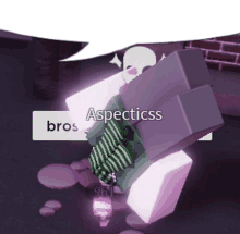 a cartoon character with a speech bubble that says bro aspecticss
