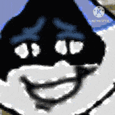 a pixel art of a person 's face with the word kinemaster on the bottom left
