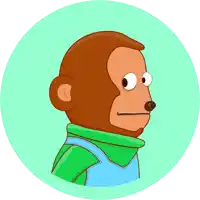 a cartoon monkey wearing overalls and a green shirt