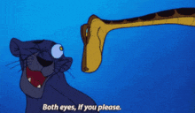 a cartoon of a panther and a snake with both eyes if you please