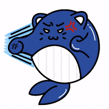 cat whale cute blue fight