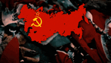 a map of the soviet union with a hammer and sickle