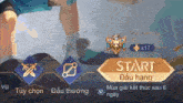 a screenshot of a game with the start button