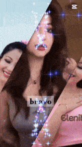 a picture of a woman with the word bravo on the bottom right