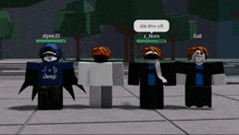 a group of roblox characters are standing next to each other and one of them is wearing a jeep shirt
