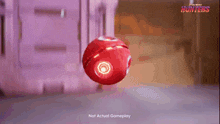 a red ball is floating in the air with the words " not actual gameplay " below it .