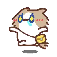 a cartoon cat is holding a small purse in its paws .