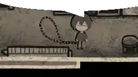 a pixel art drawing of a boy holding a chain