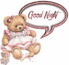 good night bear teddy bear smile happy