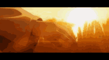 a person 's hand is reaching out towards a sunset