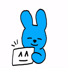 cheeky blue rabbit doodle animals