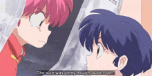 a couple of anime characters are standing next to each other .