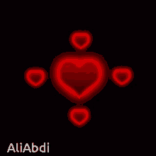 a red heart with the name aliabdi on the bottom right