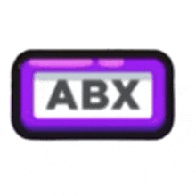 a purple rectangle with the word abx on it