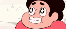 a cartoon character with a star in his eyes is smiling .