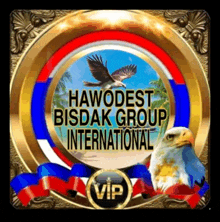 a logo for hawodest bisdak group international with an eagle in the middle