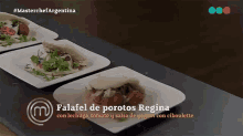 falafel de porotos regina masterchef argentina con lechuga con tomate salsa de yogurt
