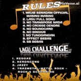 a poster that says rules on it