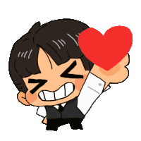 a cartoon of a man holding a red heart