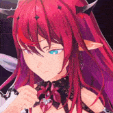 a close up of a cartoon character with red hair
