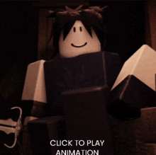 a picture of a roblox character with the words click to play animation below him