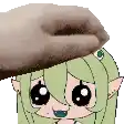 a hand is putting a donut on top of a cartoon character .