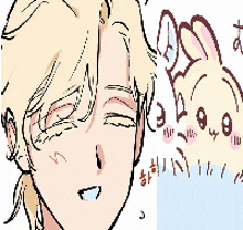 a drawing of a person with a bunny behind them
