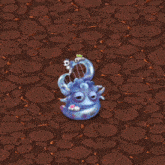 a cartoon drawing of a monster with a crescent moon on its head