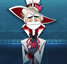 a cartoon character wearing a top hat and holding a cane