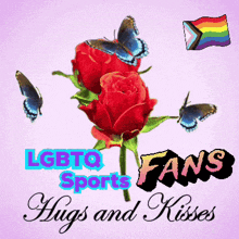 a greeting card for lgbtq sports fans with two roses and butterflies