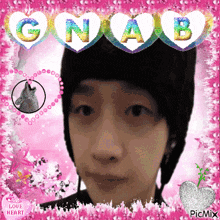 a picture of a person with the name gnab on the top