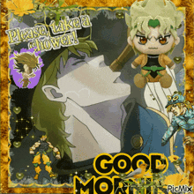 a picture of dio says " please take a shower "