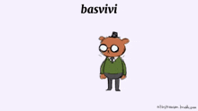two cartoon characters are standing next to each other and the word basvivi is written above them
