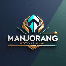 a logo for manjorang motivational is displayed on a dark blue background