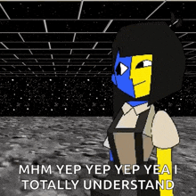 a pixel art of a girl with the words mhm yep yep yep yea i totally understand at the bottom