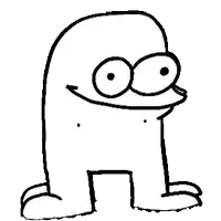 a black and white drawing of a spongebob squarepants character with big eyes .