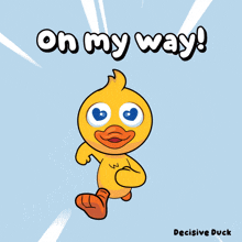 a cartoon of a yellow duck with the words oh my way above it