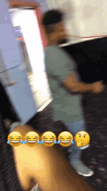 a blurry picture of a man laughing and crying