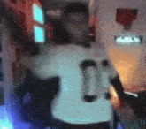 a blurry picture of a man wearing a jersey with the number 10 on it