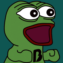 a cartoon of a frog with the letter b on its chest