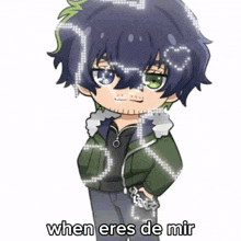 a cartoon of a boy with the words " when eres de mir " above him
